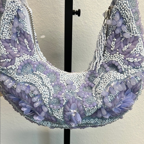 Purple Hobo Bag with Floral Paisley Print - Picture 3 of 7